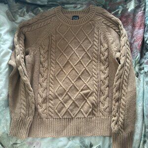 Vintage-Style GAP Brown Cable Knit Sweater – 90s Vibes, Size M